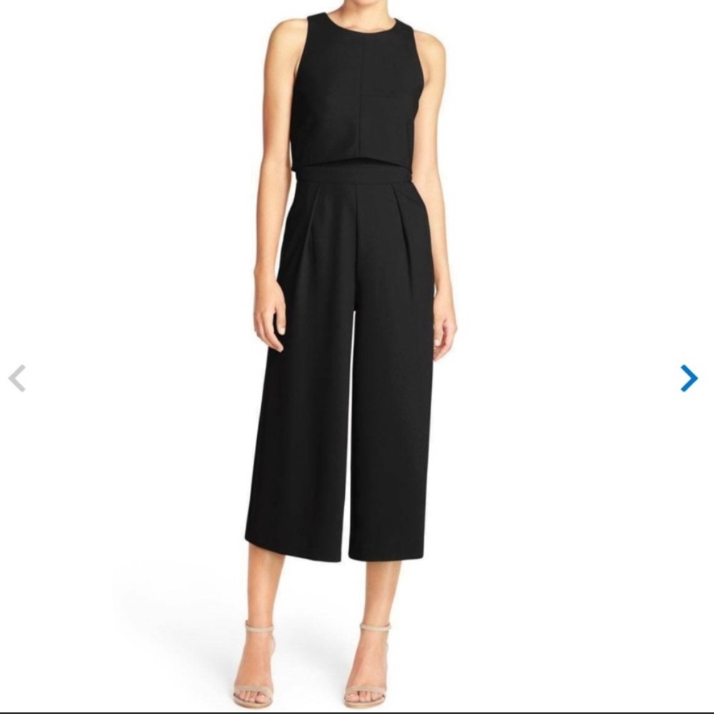 Chesea28 Crop Wide Leg Black Jumpsuit